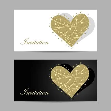 Set of horizontal banners with beauliful hearts Stock Illustration