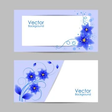 Set of horizontal banners with beautiful flowers Stock Illustration