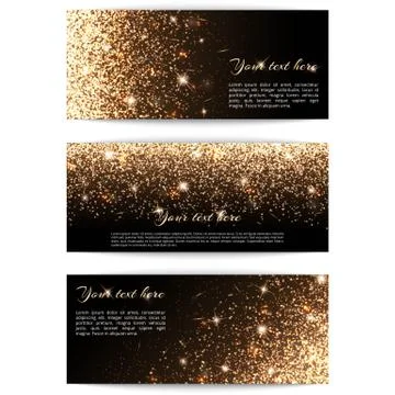 Set of horizontal banners black background Stock Illustration