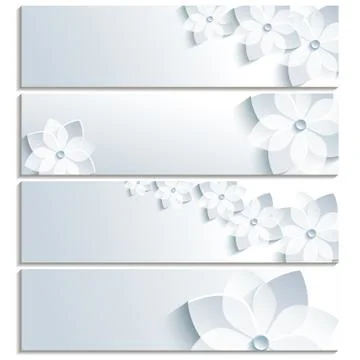 Set of horizontal banners with blossoming sakura Illustrazione stock