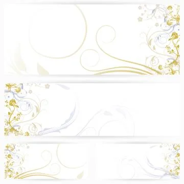 Set of horizontal banners with flowers Stock Illustration