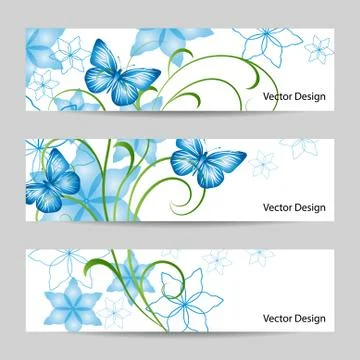 Set of horizontal banners with flowers Illustrazione stock