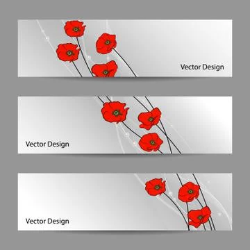 Set of horizontal banners with flowers Stock Illustration