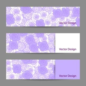 Set of horizontal banners with flowers Stock Illustration