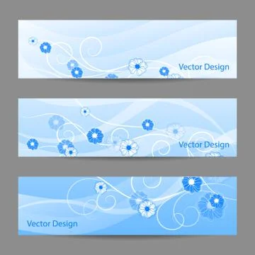 Set of horizontal banners with flowers Stock Illustration
