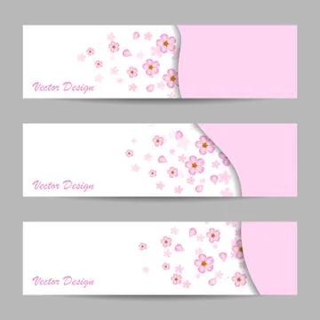 Set of horizontal banners with flowers Stock Illustration