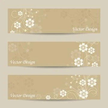 Set of horizontal banners with flowers Stock Illustration