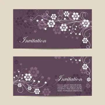 Set of horizontal banners with flowers Stock Illustration