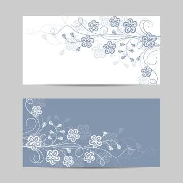 Set of horizontal banners with flowers Stock Illustration