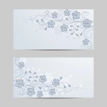 Set of horizontal banners with flowers Stock Illustration