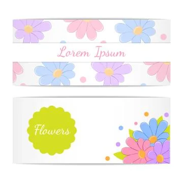 Set of horizontal banners with flowers. Stock Illustration