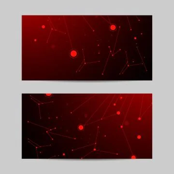 Set of horizontal banners. Geometric pattern with connected lines and dots. Illustrazione stock