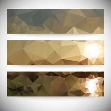 Set of horizontal banners. Mountains and sea landscape, triangle design vector Illustrazione stock