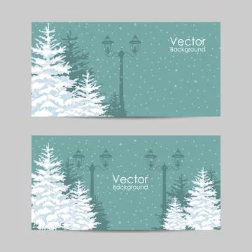 Set of horizontal banners. Outside park landscape. Ilustração Stock