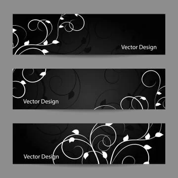 Set of horizontal banners with plant pattern Stock Illustration