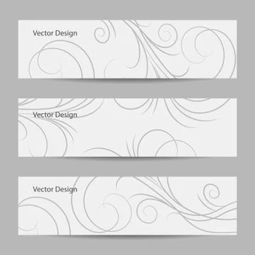 Set of horizontal banners with swirl pattern Stock Illustration