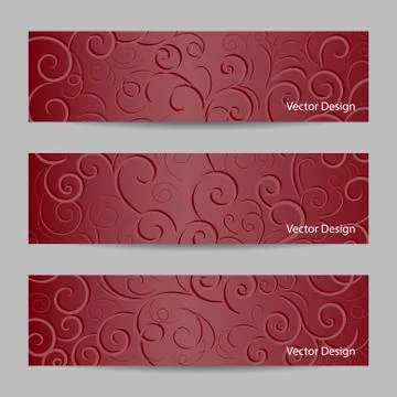 Set of horizontal banners with swirl pattern Stock Illustration