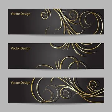 Set of horizontal banners with swirl pattern Stock Illustration