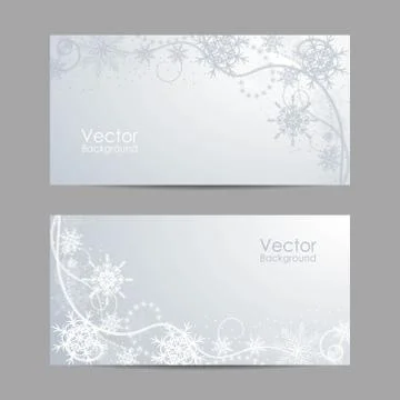 Set of horizontal banners with winter pattern Stock Illustration