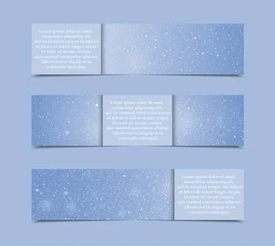 Set Horizontal Blue Banners New Year Christmas. Stock Illustration