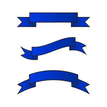 Set of horizontal blue ribbons on a transparent background Stock Illustration