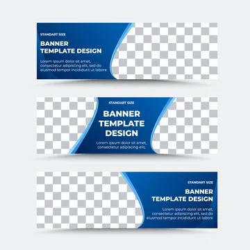 Set of horizontal blue vector banner templates with white text Stock Illustration