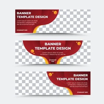 Set of horizontal burgundy vector banner templates with white text Stock Illustration