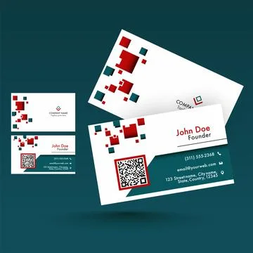Set Of Horizontal Business Or Visiting Card On Teal Blue Background. Stock-Illustration