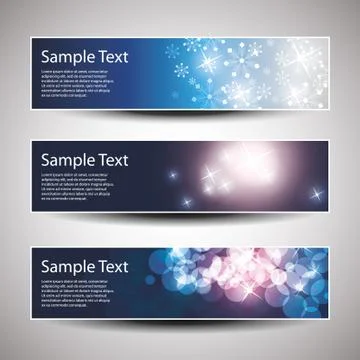Set of Horizontal Christmas Or New Year Banners Stock Illustration