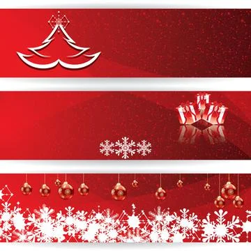 Set of horizontal Christmas vector banners Stock Illustration