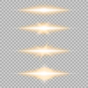 Set of horizontal glowing light streaks and lens flare effects isolated on .. Illustrazione stock