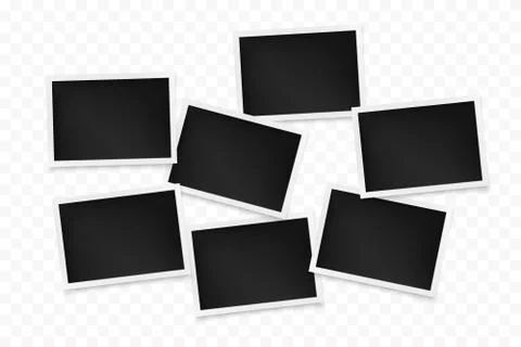 Set of horizontal photo frames on transparent background. Template of photogr Illustrazione stock