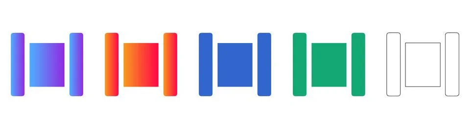 Set of Horizontal Roller Conveyor Icons Stock Illustration
