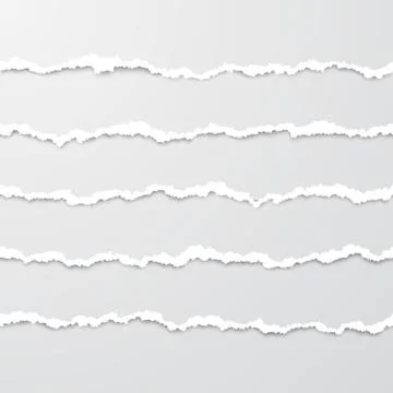 Set of horizontal seamless torn paper stripes with shadow. Paper texture with Stock Illustration