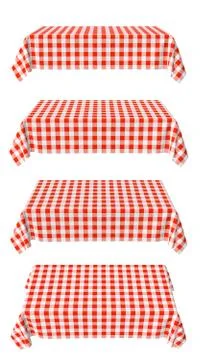 Set of horizontal tablecloth with red checkered pattern Stock Illustration