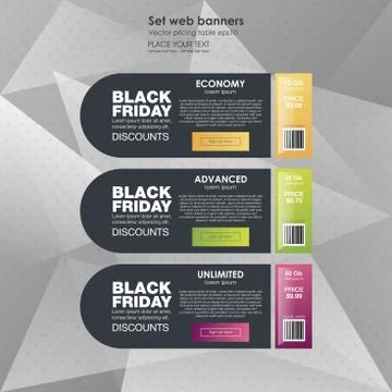 Set horizontal tariffs banners. interface for the site. ui ux vector banner for Stock-Illustration