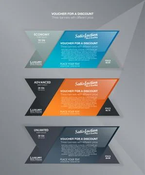 Set horizontal tariffs banners. interface for the site. ui ux vector banner for Stock Illustration
