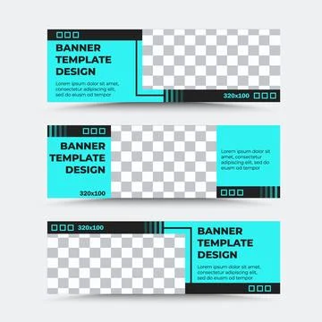 Set of horizontal vector banner templates in blue and black Stock Illustration