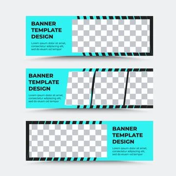 Set of horizontal vector banner templates in blue black Stock Illustration