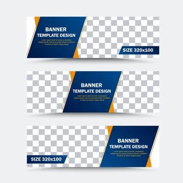 Set of horizontal vector banner templates in blue orange white Stock Illustration