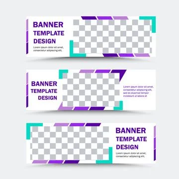 Set of horizontal vector banner templates in lilac blue green purple white Stock Illustration