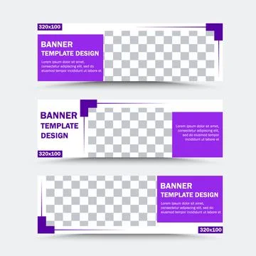 Set of horizontal vector banner templates in lilac and white Stock Illustration