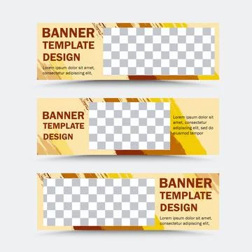 Set of horizontal vector banner templates in yellow and brown Stock Illustration