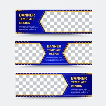 Set of horizontal vector banner templates in blue and orange Stock Illustration