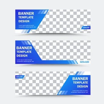 Set of horizontal vector banner templates in light blue Stock Illustration