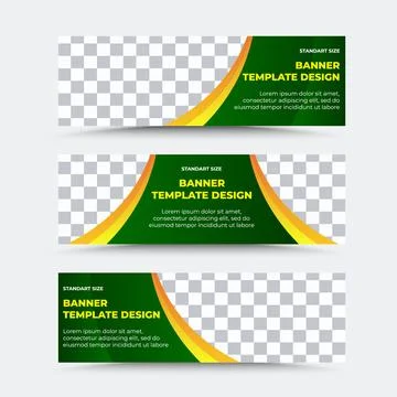 Set of horizontal vector banner templates in green yellow orange Stock Illustration
