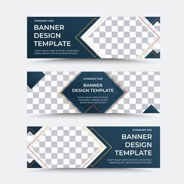Set of horizontal vector banner templates in grey orange white Stock Illustration
