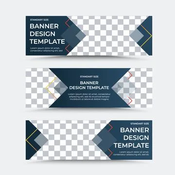 Set of horizontal vector banner templates in grey orange white Stock Illustration