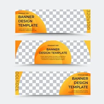 Set of horizontal vector banner templates in black orange Stock Illustration