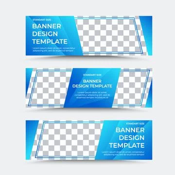 Set of horizontal vector banner templates in blue white Stock Illustration